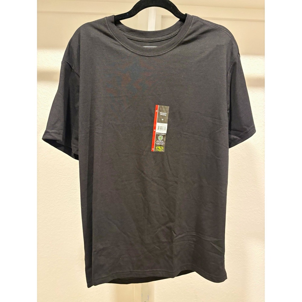 Athletic Works Men's Moisture Wicking T-Shirt Black M Crew Neck Short Sleeve
